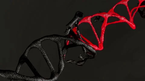 A neon dna 3d model rotate on dark background Stock Footage 154411909
