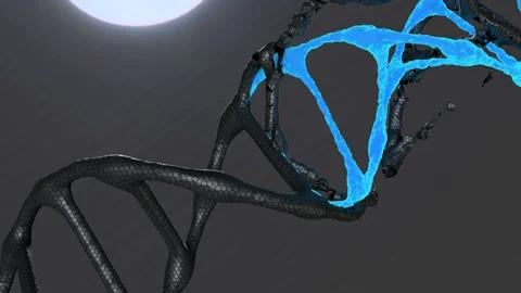 A neon dna 3d model rotate on dark background Stock Footage 154411958