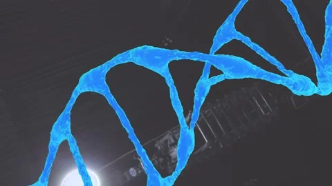 A neon dna 3d model rotate on dark background Stock Footage 154411989