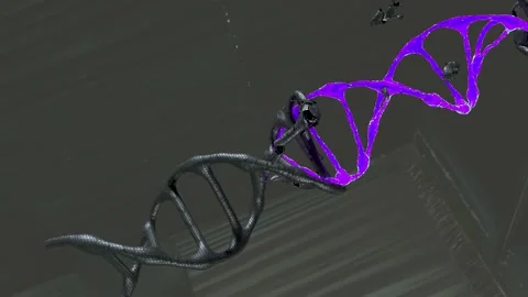 A neon dna 3d model rotate on dark background Stock Footage 154411997