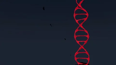 A neon dna 3d model rotate on dark background Stock Footage