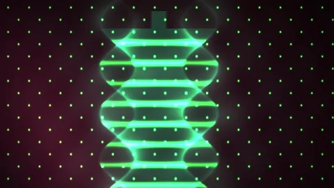 Neon DNA double helix structure with glowing green lines on dark background.. Stock Footage 337515704