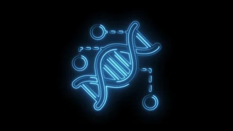 Neon dna structure animated isolated on black background for science and te.. Stock Footage 315960536