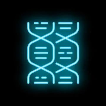 Neon dna structure glowing on black background イラスト素材