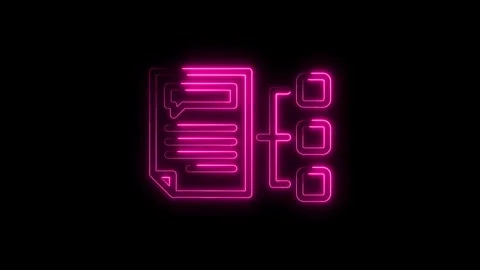 Neon document and flowchart illustration connecting nodes with bright pink .. Stock Footage 312316920