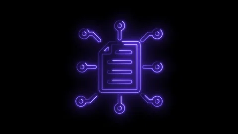 Neon document data sharing illustration on black background representing te.. Stock Footage 346003380