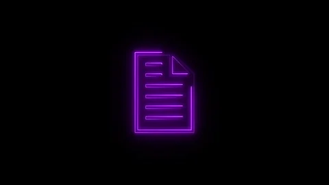 Neon document file icon ,glowing animated black background. Stock Footage 301702062