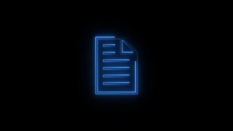 Neon document file icon ,glowing animated black background. Stock Footage 301702104