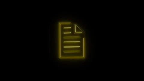 Neon document file icon ,glowing animated black background. Stock Footage 301704348