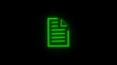 Neon document file icon ,glowing animated black background. Stock Footage 301704358