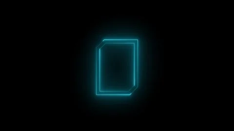 Neon document icon cyan glowing black background animation Stock Footage 279366926
