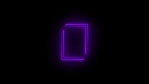 Neon document icon purple glowing black background animation Stock Footage 279366947