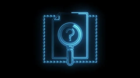 Neon document with question mark reveals inquiry investigation and research.. 動画素材 316674949