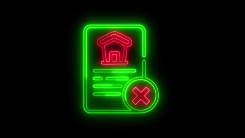 Neon document with red cross and house Stock Footage 328386731