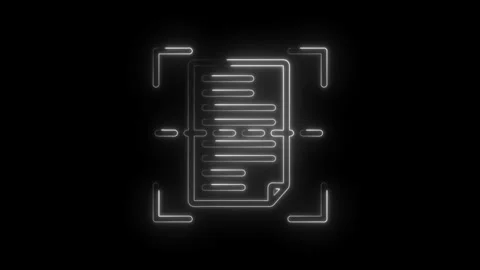 Neon document scan outline with digital frame and data lines abstract techn.. Stock Footage 346128077