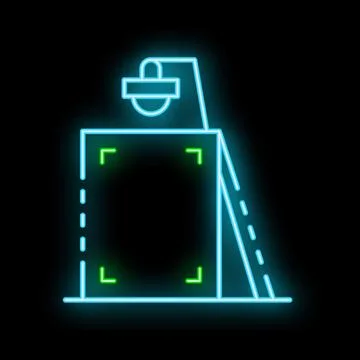 Neon document scanner icon glowing in the dark 库存插图