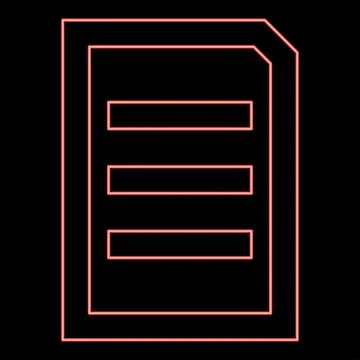 Neon document sheet red color vector illustration flat style image Stock Illustration