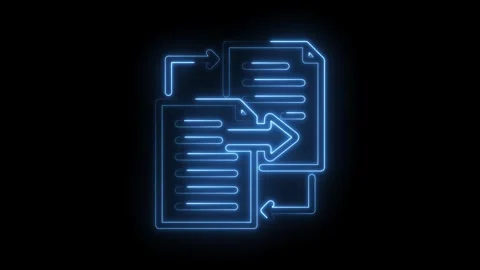 Neon document transfer animation glowing file copy process digital interfac.. Stock Footage 346003660