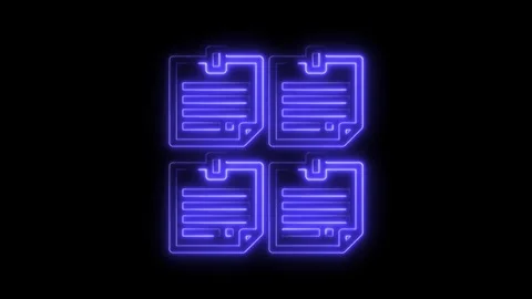 Neon documents animation glowing four blue documents modern futuristic isolated Stock Footage 322973370
