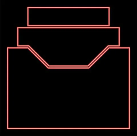 Neon documents archieve or drawer red color vector illustration image flat st Stock-Illustration