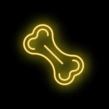 Neon dog bone shining on black background Stock Illustration