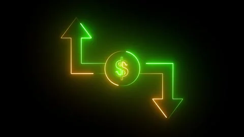 Neon Dollar Sign with Up and Down Arrows Fluorescent Glow Finance Growth De.. 스톡 동영상 337958771