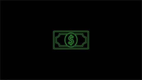 Neon Dollar Sign Bill Flat Animated Icon Isolated on Transparent Background.. Stock Footage 306557953