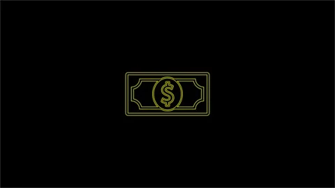 Neon Dollar Sign Bill Flat Animated Icon Isolated on Transparent Background.. Stock Footage 306557954