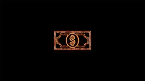 Neon Dollar Sign Bill Flat Animated Icon Isolated on Transparent Background.. Stock Footage 306557982