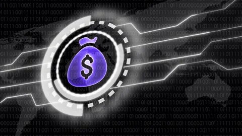 Neon dollar sign with digital background. 3D rendering. 4k video Stock Footage 327757690