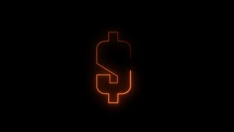 Neon dollar sign loop animation. glowing dollar icon symbol. Video stock 321740754