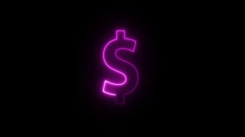 Neon dollar sign loop animation. glowing dollar icon symbol. Stock Footage 321741153