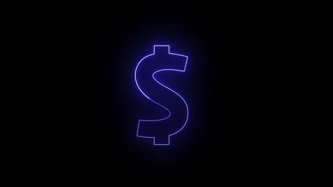 Neon dollar sign loop animation. glowing dollar icon symbol. Stock Footage 321741341