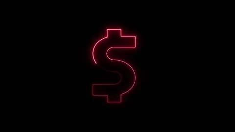 Neon dollar sign loop animation. glowing dollar icon symbol. Stock Footage 321741884
