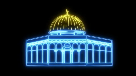 Neon Dome of The Rock 스톡 동영상 255931197