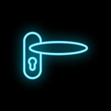 Neon door handle shining in the dark Illustration