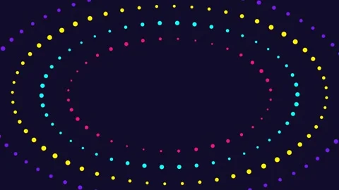 Neon dot rings orbiting around an empty center for text Видео 348297558