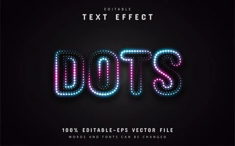 Neon dots text effect Stock Illustration