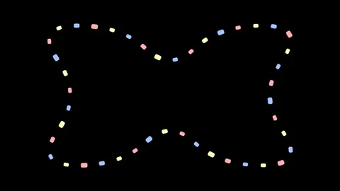 Neon Dotted Line Animation In Bow Tie Shape With Colorful Glowing Elements .. Stock Footage 348200565