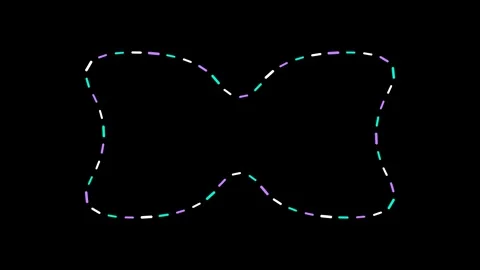 Neon Dotted Shape Loop Animation Glowing Dashed Outline Moving on Dark Back.. Stock Footage 347802521