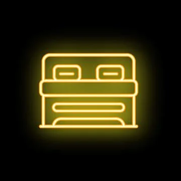 Neon double bed sign glowing on dark background Ilustração Stock