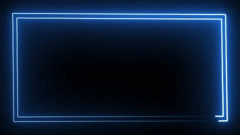 Neon double lined rectangle frame animation . Blue neon rectangle frame Stock Footage 331229690