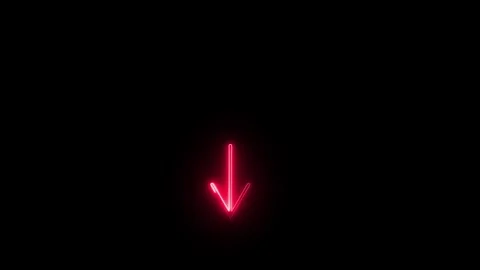 Neon down arrow direction icon animated video Stock Footage 292412018
