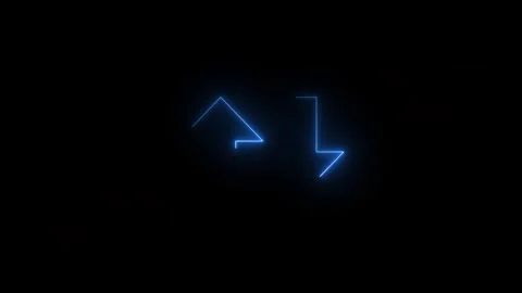 Neon up down arrow icon animation set on black background, glowing up and d.. Stock Footage 313806810