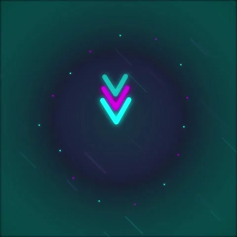 Neon Down Arrow Icon Animation, Glowing Futuristic Directional Symbol on Da.. Stock Footage 348231138