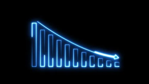 Neon down business graph animation. Stock Footage 291946103