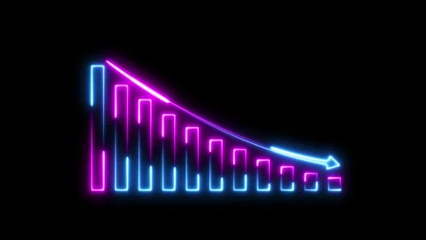 Neon down business graph animation. Stock Footage 291946108
