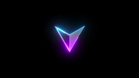 Neon down cursor arrow icon cyan purple color glowing animated Stock Footage 274575421