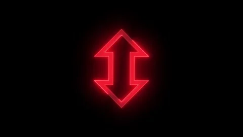 Neon up down direction arrow icon glowing neon red color animation Stock Footage 274767568