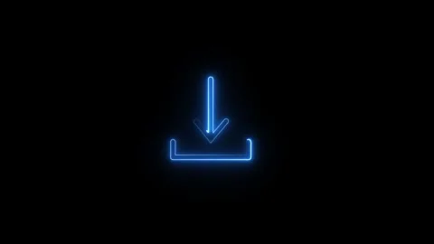 Neon download icon, arrow down icon arrows direction icon animated video Stock Footage 295289057